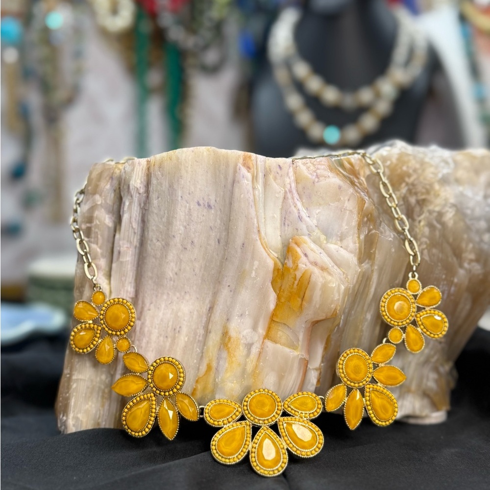 Playful Yellow Floral Statement Necklace